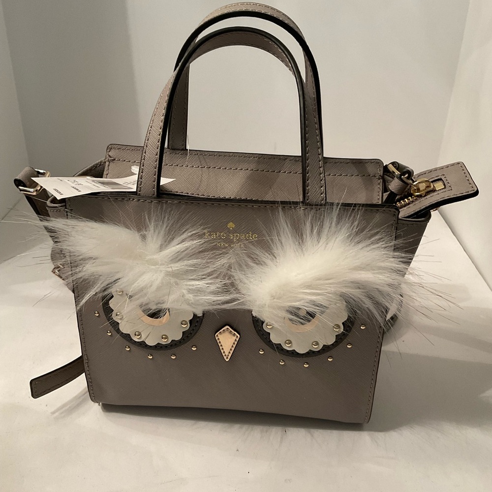 MWT Kate Spade gray owl shoulder bag
